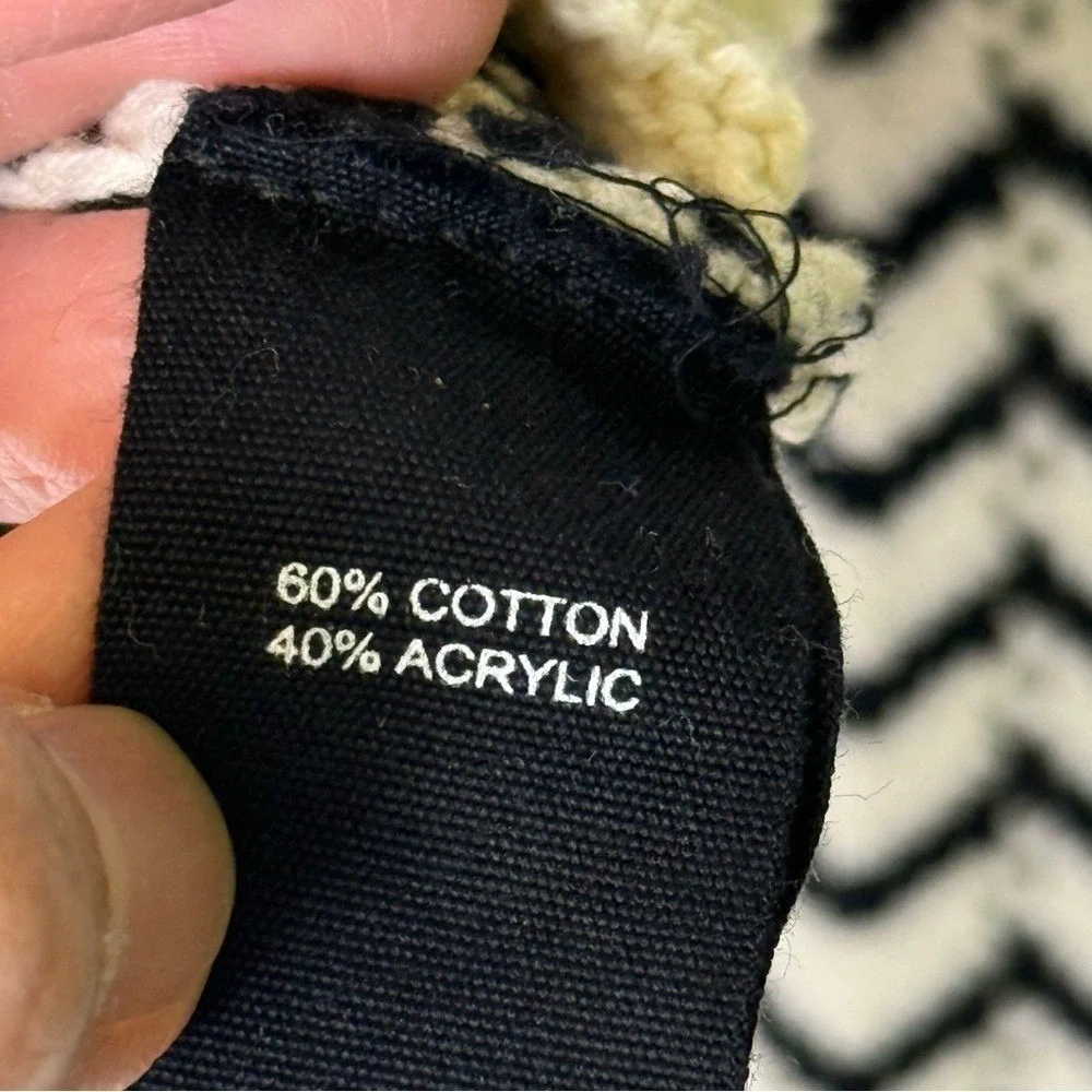 Marled Women Black Cream Chevron Sweater Large Cotton Ribbed‎ Knit Casual Winter